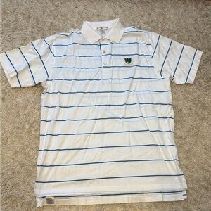 Peter Millar Pine Valley White Polo with Blue Stripes